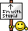 1989 Ford Bronco - A pixelated smiley face holds a sign pointing upwards with the text 'I'm with STUPID'.