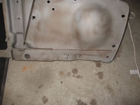 1966 Ford F-100 - Close-up of a vehicle's floor pan section, showing its construction and condition.