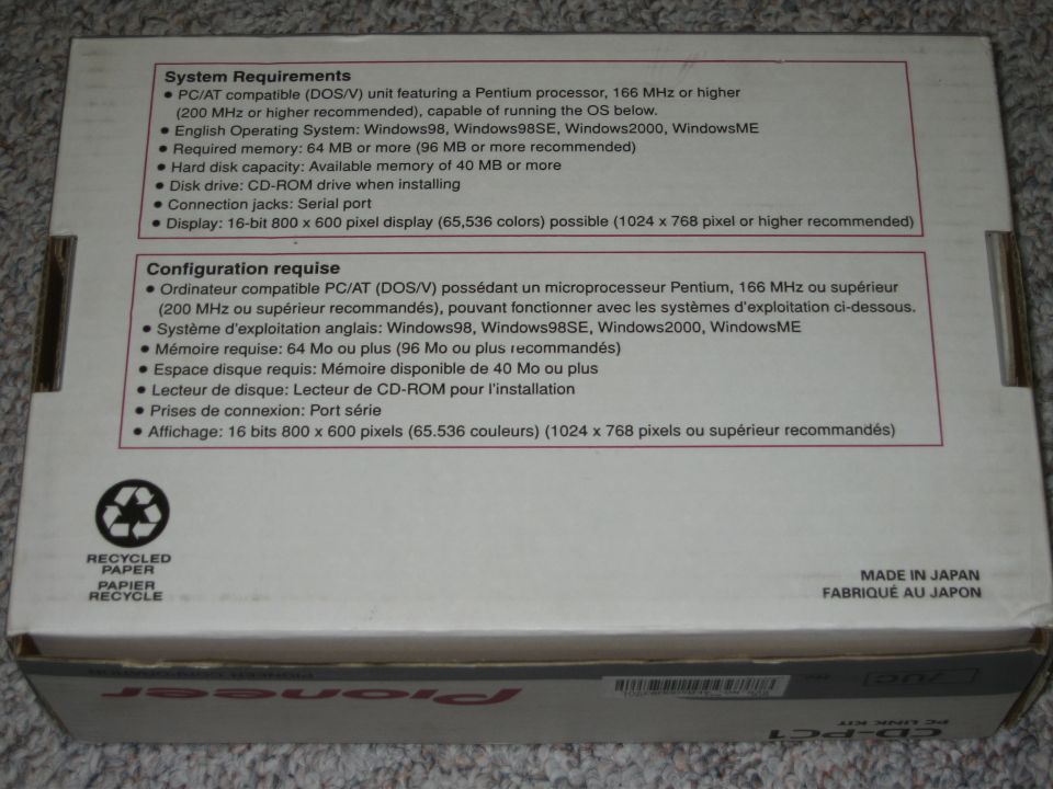 Pioneer CD-PC1 CD-ROM KIT box with system requirements