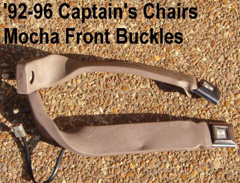 1983 Ford Bronco - '92-96 Bronco Mocha Front Buckles Note short tear on passenger sleeve at buckle, and similar tear on driver's. Buckles may need minor repai…