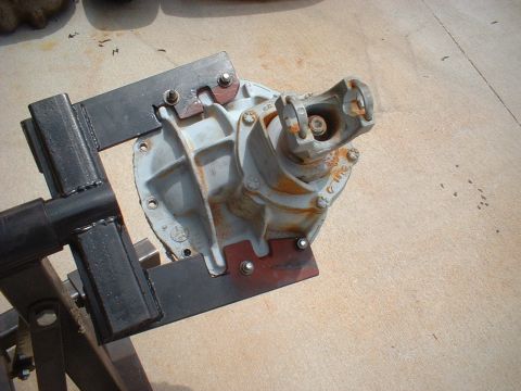 1970 Ford Torino - A differential housing is shown mounted on a metal stand, likely for repair or inspection.