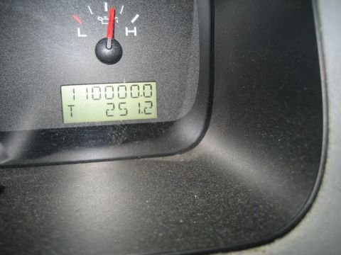 2004 Ford F-150 - Interior view of a vehicle's dashboard gauges displaying mileage and temperature readings.