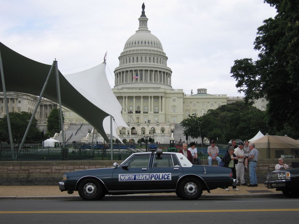 Dark blue North Haven Police boxy sedan at the U.S. Capitol