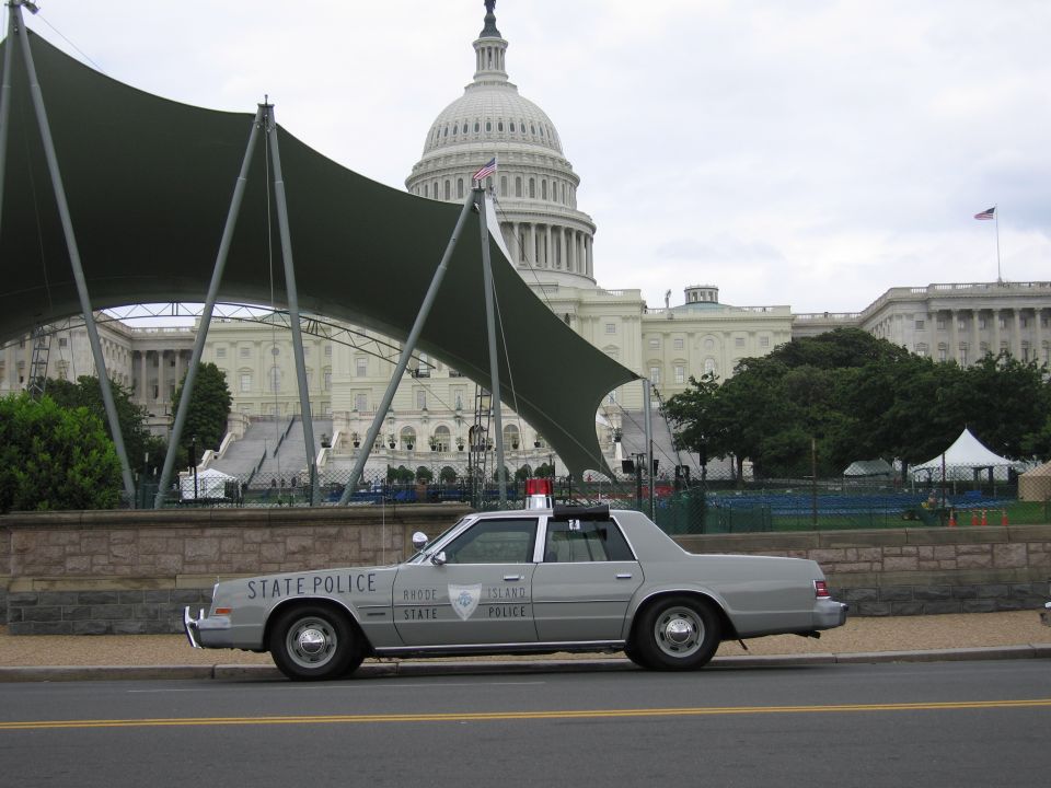 Silver State Police sedan parked in front of the U.S. Capitol