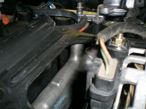 2000 Mercury Grand Marquis - This photo shows a close-up view of an engine's intake manifold and associated components.