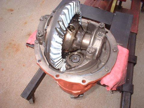 1970 Ford Torino - This is a close-up view of a vehicle's differential assembly, showing the internal gears and housing.