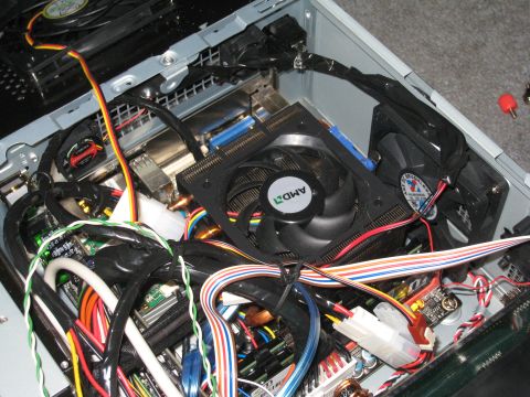 2007 Subaru Impreza - Internal components of a computer, including an AMD CPU cooler and various wires.