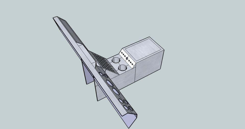 3D rendered sketch of a dashboard and console from an angled view