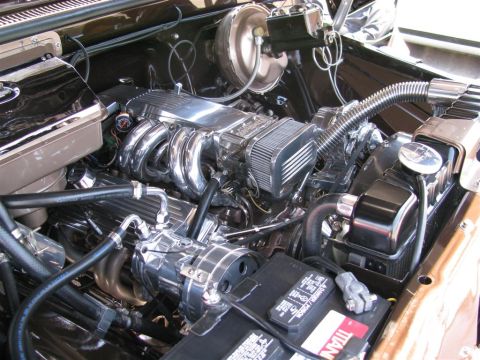 2003 Mercury Marauder - A highly customized V8 engine bay gleams with chrome components and polished metal parts.