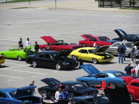 2003 Mercury Marauder - A black 2003 Mercury Marauder is displayed with its hood open at a car show.