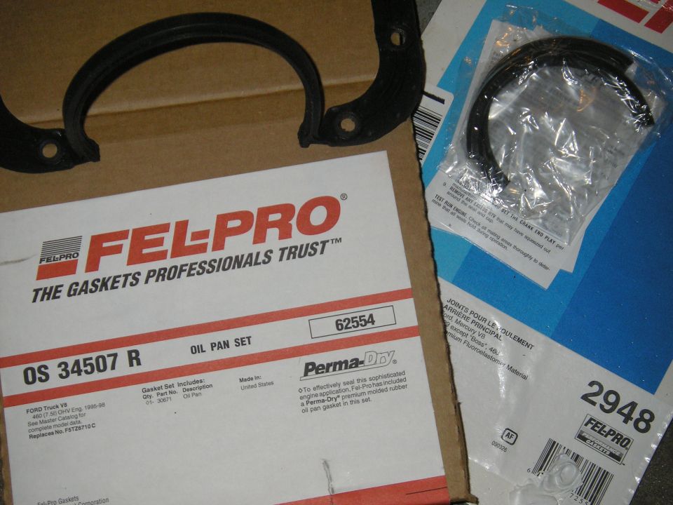 Fel-Pro oil pan gasket set OS 34507 R and rear main seal 2948