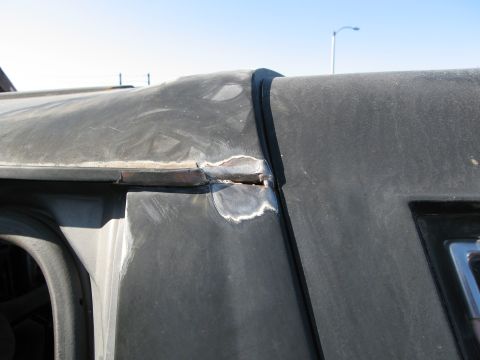 1986 Ford Bronco - Close-up of a repaired roof seam on a 1986 Ford Bronco.