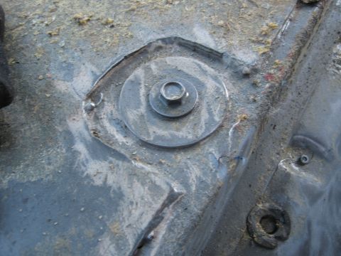 1986 Ford Bronco - This photo shows a mounting point on a vehicle's floor, not a specific model year.
