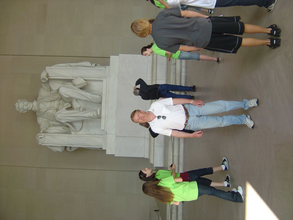 Lincoln Memorial interior with tourists viewing the statue