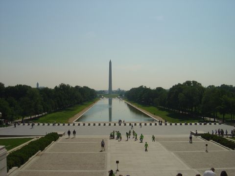2001 Ford Crown Victoria - View of the Washington Monument and Reflecting Pool on a clear day with many visitors.