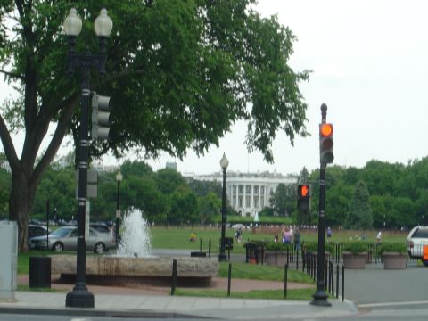 2001 Ford Crown Victoria - A view of the National Mall in Washington DC, with the White House visible in the distance and a fountain in the foreground.