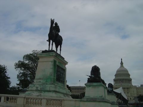2001 Ford Crown Victoria - Monumental architecture and sculpture in Washington DC under a cloudy sky.