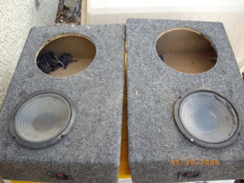 1982 Toyota 4Runner - Two speaker boxes are shown with visible speakers and open tops.