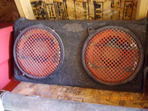 1982 Toyota 4Runner - Dual car speakers in enclosure, possibly for a vehicle's audio system.