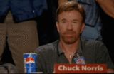 2000 Mercury Grand Marquis - Chuck Norris is seen sitting at a table with a Pepsi can and a name tag that reads 'Chuck Norris'.