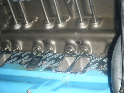 1979 Chevrolet Camaro - Close-up of an engine's intake manifold gasket, showing the 'Edelbrock' branding.