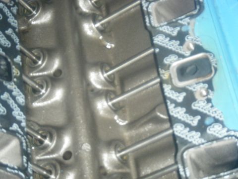 1979 Chevrolet Camaro - Engine cylinder head detail with an Edelbrock gasket visible, showing pushrods and valve springs.