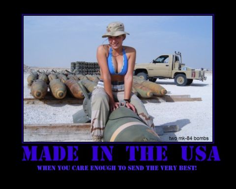 1988 Ford Bronco - A woman poses with ordnance and a truck in a desert setting, with text overlaying the image.