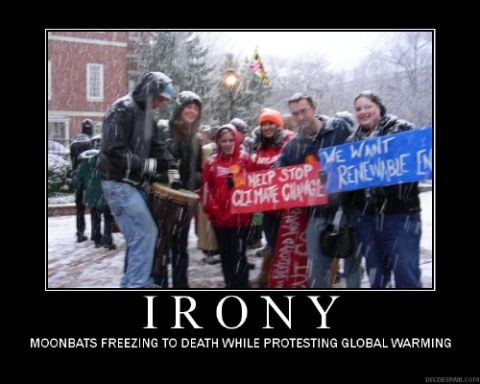 1988 Ford Bronco - Protesters gather in a snowy environment, holding signs advocating for climate action and renewable energy.