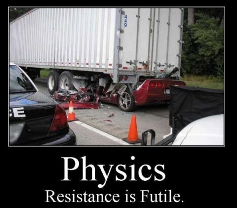 1988 Ford Bronco - A red sports car is severely damaged after being run under a semi-trailer, with a police car present at the scene.