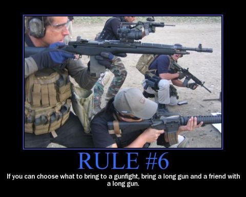 1988 Ford Bronco - Four individuals are shown practicing with long guns at an outdoor range, with text overlaying the image.