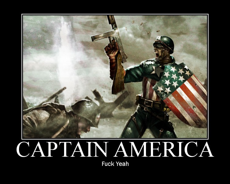 Captain America in battle with a gun and shield