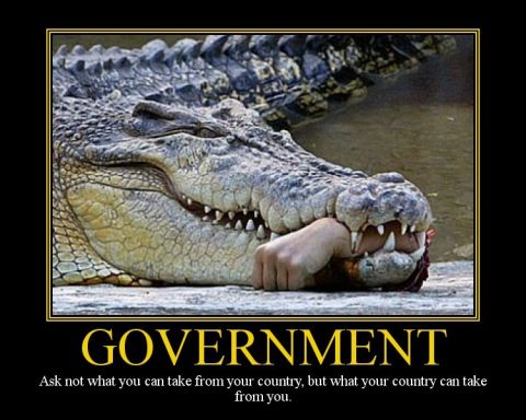 1988 Ford Bronco - A meme an alligator biting a human hand, with the word 'GOVERNMENT' and a quote about country.