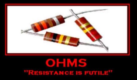 1988 Ford Bronco - Electronic resistors are shown with color bands, accompanied by a humorous quote about resistance.