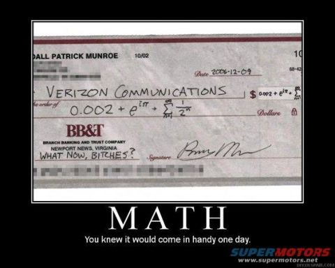 1988 Ford Bronco - A check is made out to Verizon Communications with a mathematical equation for the amount.