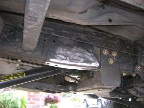 1996 Ford Bronco - Underside view shows a section of the vehicle's frame that has been welded and repaired.