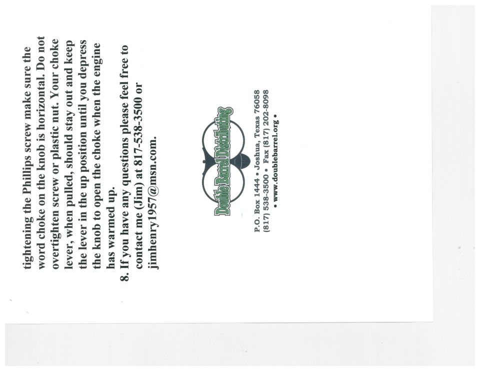 Final instruction page with Double Barrel logo and contact info