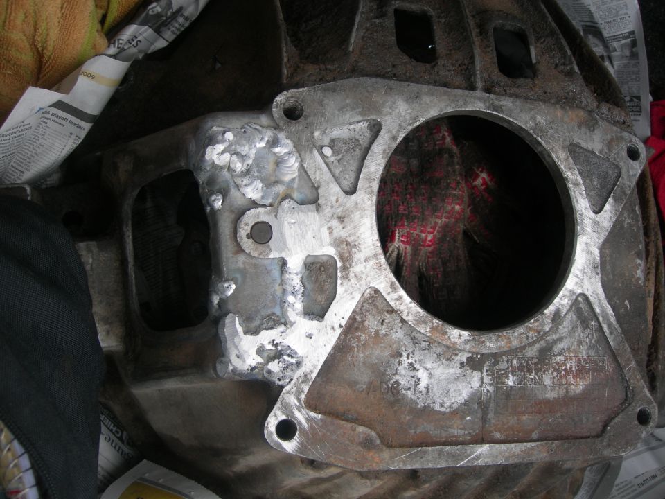 When you have problems with the bell housing, don't try to find a new one.  They are junk but are like gold.  You have NO idea how hard they are to find.  Just spend the money and get it welded.