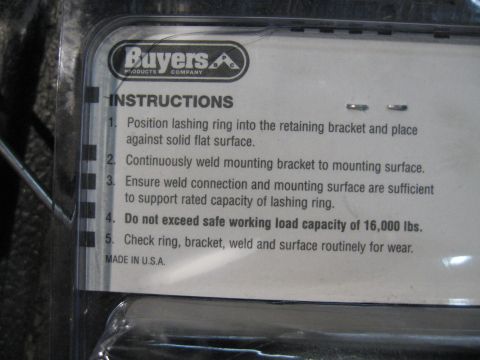 1978 Ford Bronco - Instructions detail how to position and weld a lashing ring, and specify a maximum working load capacity.