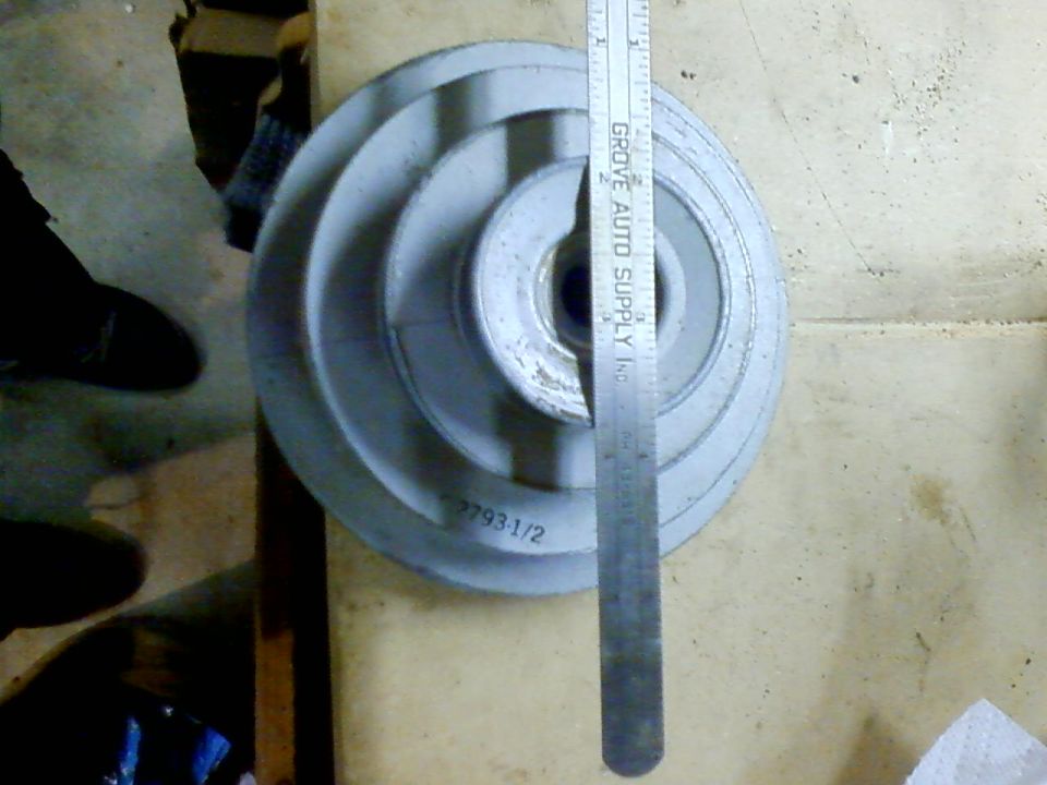 Pulley with "2793 1/2" stamped on it, measured with a ruler