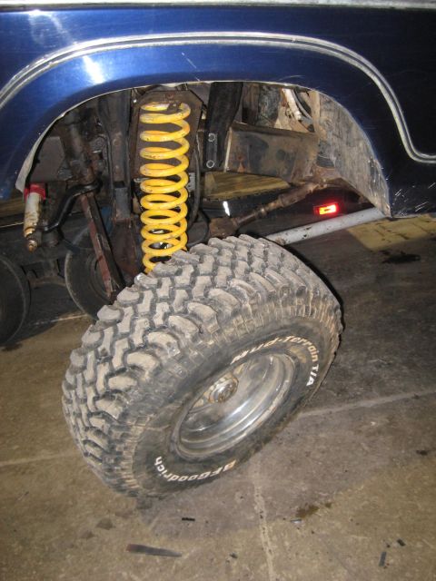 1978 Ford Bronco - Close-up of the suspension and wheel assembly on a 1978 Ford Bronco.
