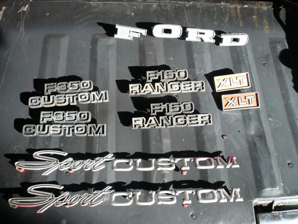 Ford F350 Custom, F150 Ranger, XLT, and Sport Custom emblems