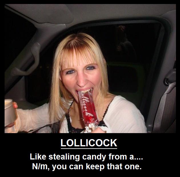Woman in a car interior eating a red popsicle with meme text below