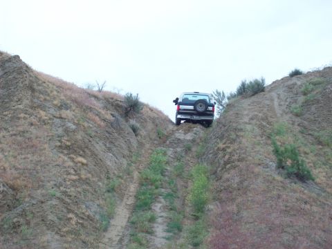 1985 Ford Bronco - Bronco tackling an off-road trail with a steep incline.