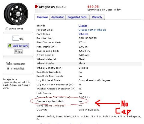 2008 Jeep Wrangler - This is a listing for a black Cragar Soft 8 wheel with a 17-inch diameter, and it does not include a center cap.