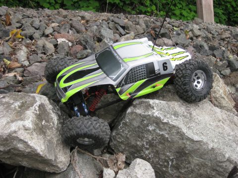 2010 Ford Pickup - This remote control rock crawler navigates a rocky terrain.