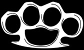2006 Harley-Davidson Sportster Custom - A pair of white brass knuckles is shown against a black background.
