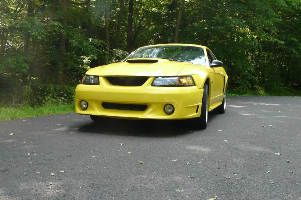 Yellow 2002 Ford Mustang front view