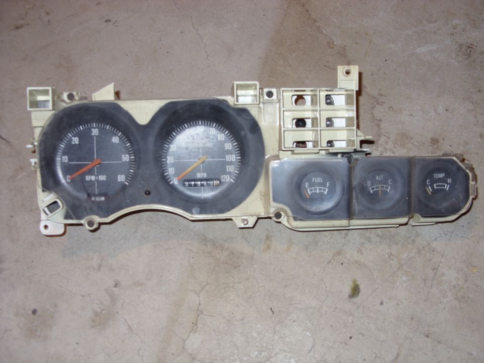 Instrument cluster with speedometer, tachometer, fuel, alt, and temp gauges