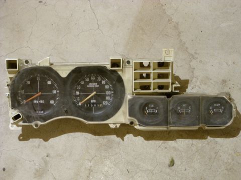 1988 Ford Bronco - This is a vehicle's dashboard instrument cluster, showing gauges for speed, RPM, fuel, alternator, and temperature.