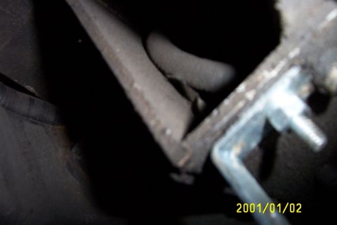 1992 Mercury Grand Marquis - rotated angle of the bumper frame where the L-bracket was mounted. The L-bracket had to be cut short, and I had to drill through the Frame…